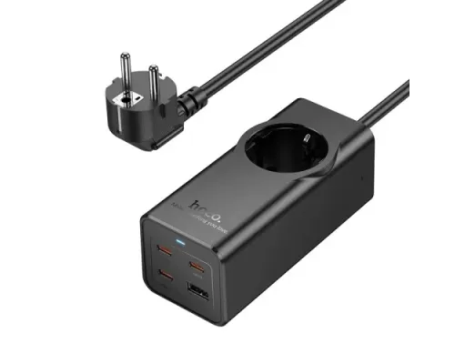 Мережевий подовжувач HOCO NS9 Wisdom 1-position(PD67W/3C1A) desktop socket(EU/GER) Чорний mag-6942007638494145091
