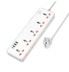 Мережевий подовжувач HOCO AC14A Rico 5-position socket(PD30W/1C3A)(EU) Білий mag-6942007607186139067