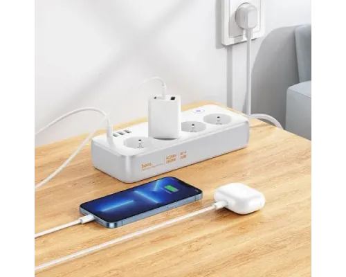 Мережевий подовжувач HOCO AC22 Sunlight 4-bit(PD30W/1C3A) desktop socket(EU/GER)(L=3M) Чорний mag-6942007636728152311