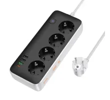 Мережевий подовжувач HOCO AC22 Sunlight 4-bit(PD30W/1C3A) desktop socket(EU/GER)(L=3M) Чорний mag-6942007636728152311