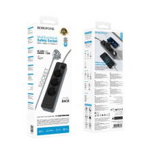 Мережевий подовжувач BOROFONE BAC8 Power 3-position socket 1C3A/3M чорний mag-6941991116643137626