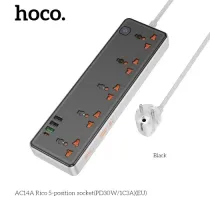 Мережевий подовжувач HOCO AC14A Rico 5-position socket(PD30W/1C3A)(EU) Чорний mag-6942007607179143483