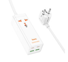 Мережевий подовжувач HOCO AC10A Barry PD65W GaN (2C2A with 1 socket) desktop charger(EU) Білий mag-6942007601689138639