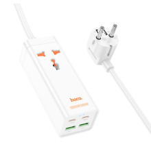 Мережевий подовжувач HOCO AC10A Barry PD65W GaN (2C2A with 1 socket) desktop charger(EU) Білий mag-6942007601689138639