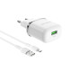 Мережевий зарядний пристрій BOROFONE BA36A High speed single port QC3.0 charger set 18W(Micro) White