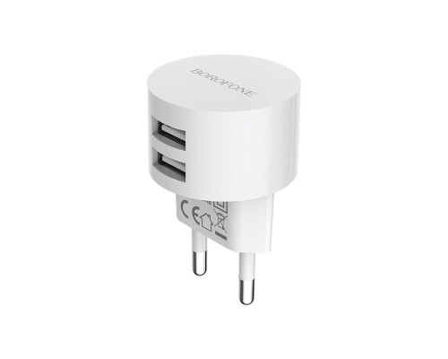 Мережевий зарядний пристрій BOROFONE BA23A Brilliant dual port charger set(Type-C) White