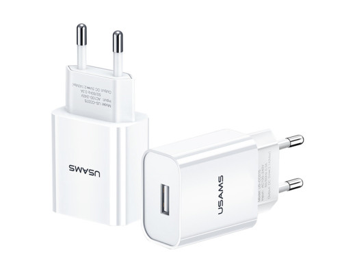 Мережевий зарядний пристрій Usams US-CC075 T18 Single USB Travel Charger (EU) White