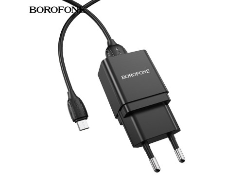 Мережевий зарядний пристрій BOROFONE BA19A Nimble single port (Micro)Black