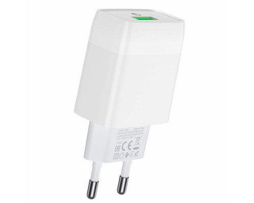 Мережевий зарядний пристрій HOCO C72Q Glorious single port QC3.0 charger 18W White