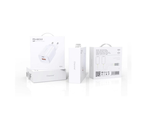 Мережевий зарядний пристрій CHAROME C11 Pure PD+QC 3.0 30W Charger White