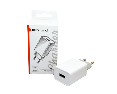 Мережевий зарядний пристрій Mibrand MI-206C Travel Charger USB-A + USB-C White