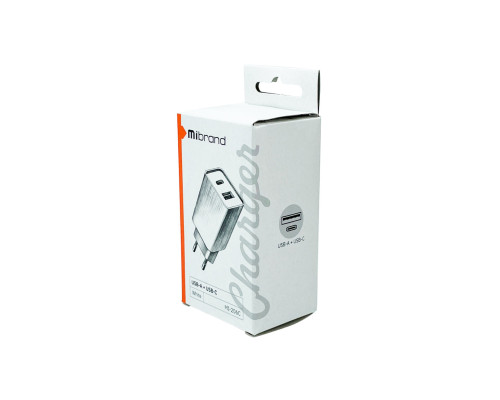 Мережевий зарядний пристрій Mibrand MI-206C Travel Charger USB-A + USB-C White