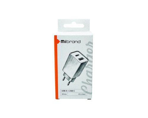 Мережевий зарядний пристрій Mibrand MI-206C Travel Charger USB-A + USB-C White