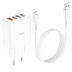 Мережевий зарядний пристрій HOCO C102A Fuerza QC3.0 four-port charger set(Micro) 18W White