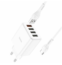 Мережевий зарядний пристрій HOCO C102A Fuerza QC3.0 four-port charger set(Type-C) White