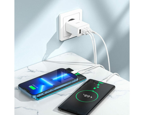 Мережевий зарядний пристрій HOCO C102A Fuerza QC3.0 four-port charger set(Type-C) White