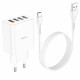 Мережевий зарядний пристрій HOCO C102A Fuerza QC3.0 four-port charger set(Type-C) White