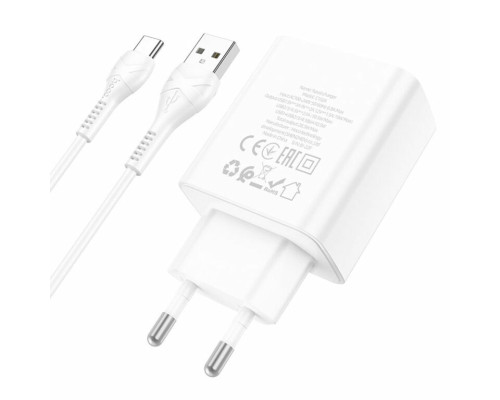 Мережевий зарядний пристрій HOCO C102A Fuerza QC3.0 four-port charger set(Type-C) White