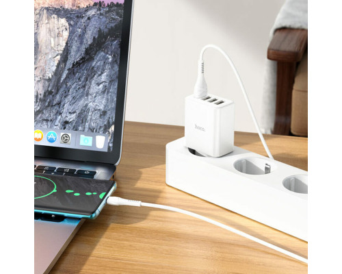 Мережевий зарядний пристрій HOCO C102A Fuerza QC3.0 four-port charger set(Type-C) White