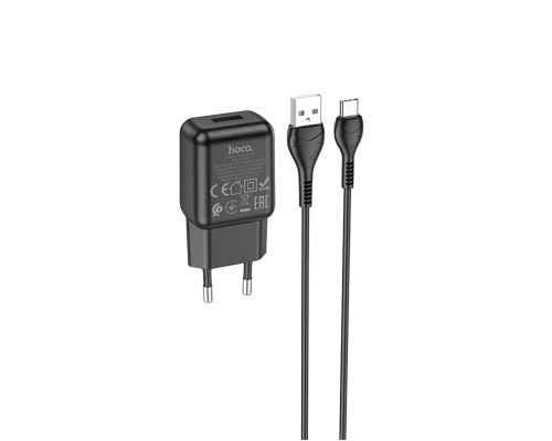 Мережевий зарядний пристрій HOCO C96A single port charger set(Type-C) Black