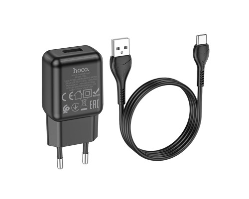 Мережевий зарядний пристрій HOCO C96A single port charger set(Type-C) Black