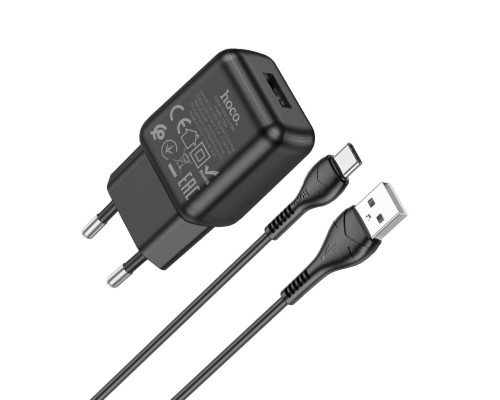 Мережевий зарядний пристрій HOCO C96A single port charger set(Type-C) Black