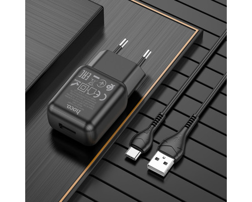 Мережевий зарядний пристрій HOCO C96A single port charger set(Type-C) Black