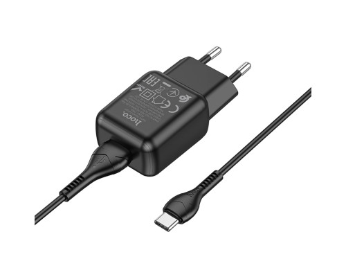 Мережевий зарядний пристрій HOCO C96A single port charger set(Type-C) Black