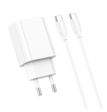 Мережевий зарядний пристрій BOROFONE BA65A Single port PD20W charger set(Type-C to Type-C) White