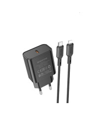 Мережевий зарядний пристрій BOROFONE BA71A Power single Port PD20W charger set(C to iP) Black