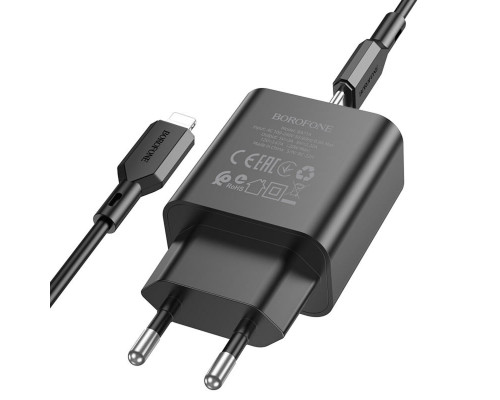 Мережевий зарядний пристрій BOROFONE BA71A Power single Port PD20W charger set(C to iP) Black