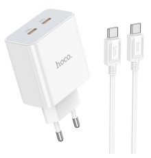 Мережевий зарядний пристрій HOCO C108A Leader PD35W dual port(2C) charger set(Type-C to Type-C) White