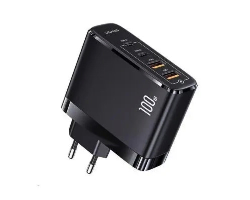 Мережевий зарядний пристрій USAMS-UC Fast Charger Kit -UC Series (T44 100W 4 Ports GaN Fast Charger (EU)+ SJ524 U71 C To C 100W PD Cable 1.2m)