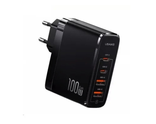 Мережевий зарядний пристрій USAMS-UC Fast Charger Kit -UC Series (T44 100W 4 Ports GaN Fast Charger (EU)+ SJ524 U71 C To C 100W PD Cable 1.2m)