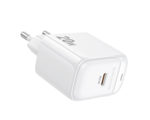 Мережевий зарядний пристрій BOROFONE BAS43A Potential single-port PD20W charger(EU) White