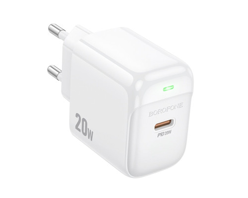 Мережевий зарядний пристрій BOROFONE BAS43A Potential single-port PD20W charger(EU) White