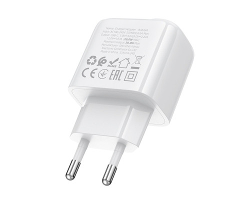 Мережевий зарядний пристрій BOROFONE BAS43A Potential single-port PD20W charger(EU) White