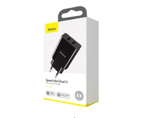 Мережевий зарядний пристрій Baseus Speed Mini Dual U Charger 10.5W Black