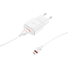 Мережевий зарядний пристрій BOROFONE BA48A Orion single port charger set(Micro) White