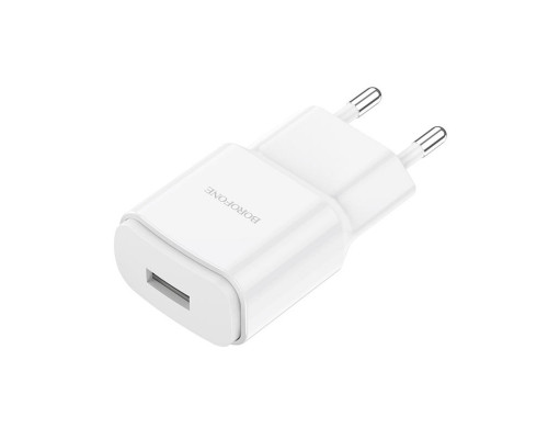 Мережевий зарядний пристрій BOROFONE BA48A Orion single port charger set(Micro) White