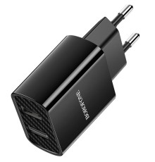 Мережевий зарядний пристрій BOROFONE BA53A Powerway dual port charger Black