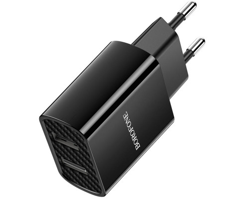 Мережевий зарядний пристрій BOROFONE BA53A Powerway dual port charger Black