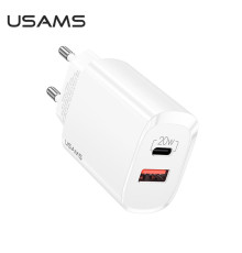 Мережевий зарядний пристрій Usams US-CC121 T35 QC3.0+PD3.0 Fast Charger 20W (EU) White