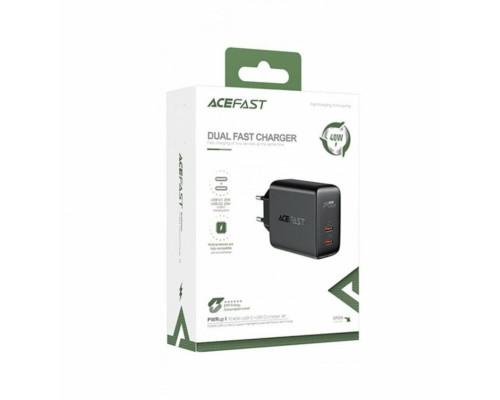 Мережевий зарядний пристрій ACEFAST A9 PD40W(USB-C+USB-C) dual port charger Black