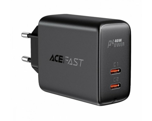 Мережевий зарядний пристрій ACEFAST A9 PD40W(USB-C+USB-C) dual port charger Black