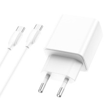 Мережевий зарядний пристрій BOROFONE BA67A PD20W+QC3.0 charger set(Type-C to Type-C) White