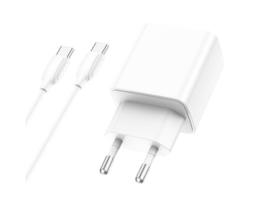 Мережевий зарядний пристрій BOROFONE BA67A PD20W+QC3.0 charger set(Type-C to Type-C) White