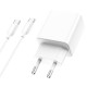 Мережевий зарядний пристрій BOROFONE BA67A PD20W+QC3.0 charger set(Type-C to Type-C) White