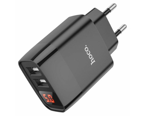 Мережевий зарядний пристрій HOCO C86A Illustrious dual port charger with digital display Black