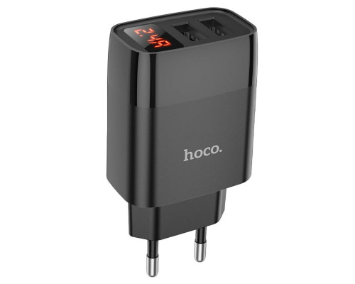 Мережевий зарядний пристрій HOCO C86A Illustrious dual port charger with digital display Black